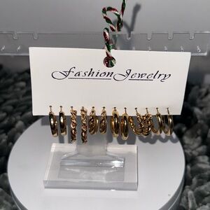 Gold Hoop Earrings Set by Fashion Jewelry